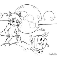 Matias wearing Halloween werewolf costume coloring page