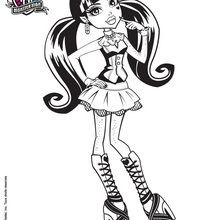 Draculaura with long bunches coloring page
