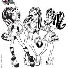 Clawdeen, Frankie and Draculaura coloring page