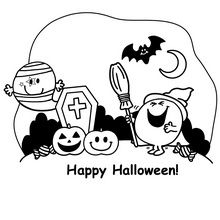 Mr Happy Halloween coloring page