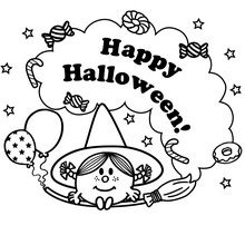 Little Miss Happy Halloween coloring page