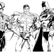 Batman, Spiderman and Superman coloring page