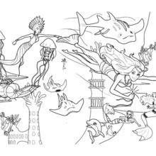 MERLIAH and ERIS fighting for OCEANA throne free Barbie coloring page