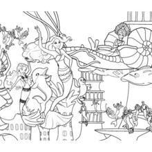 MERMAIDS' PARTY under the sea free Barbie coloring page