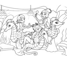 OCEANA's MERMAIDS and SEAHORSES coloring page