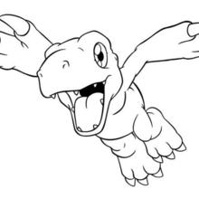 Agumon flying coloring page