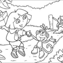 Dora and Boots color in coloring page