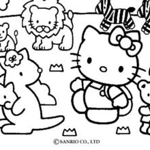 HELLO KITTY and pets coloring page