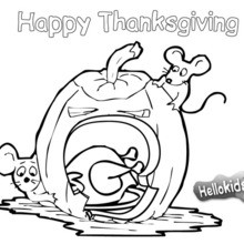 Mice and a pumpkin coloring page