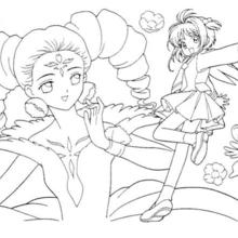 Sakura and the princess coloring page