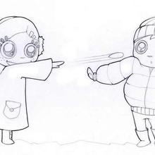 Snowball fight coloring page