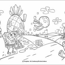 Sponge Bob and his friends coloring page