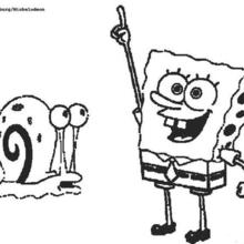 SpongeBob and Gary the snail coloring page