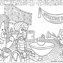 Welcome home squidward coloring page