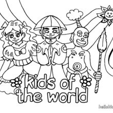 Kids of the worlds coloring page