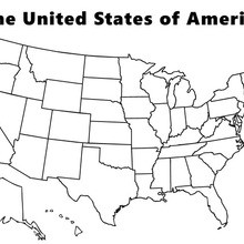 Map of the USA coloring page