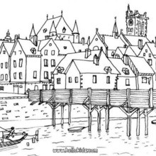 Paris in the Middle Age coloring page
