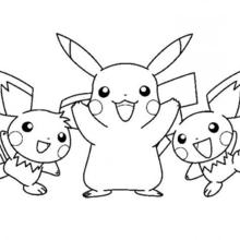 Pikachu and friends Pokemon coloring page