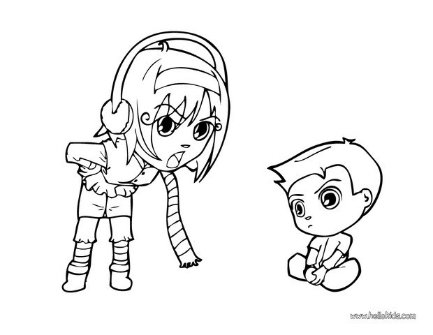 Kids in winter coloring pages - Hellokids.com