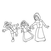 Pilgrim boys and girls coloring page