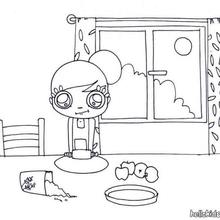 Girl making an apple pie coloring page