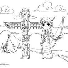 Indian village coloring page