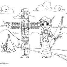 Native American village coloring page