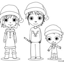 Ana, Teo and Matias celebrate Christmas coloring page