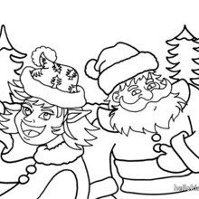Christmas elve and Saint Nicholas coloring page