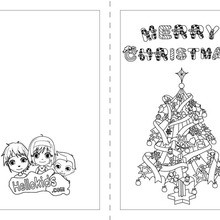 Christmas tree cards coloring page