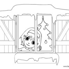 Christmas window coloring page