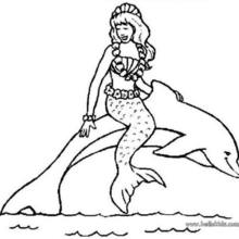 Dolphin and mermaid coloring page