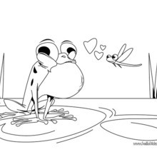 Frog in love coloring page