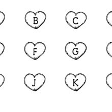 Heart Letters A to L worksheet