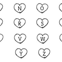 Heart Letters M to Z worksheet