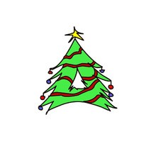 CHRISTMAS TREE letters of alphabet coloring pages
