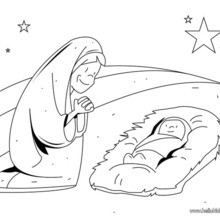 Mary with baby Jesus coloring page