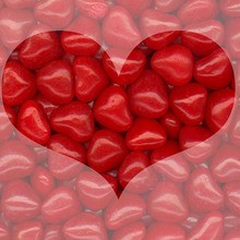 Valentine red heart candies