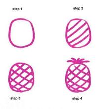 Pineapple 4 steps drawing