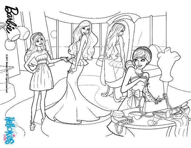 Barbie in the clothing store coloring pages - Hellokids.com