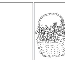 Flower basket coloring card coloring page
