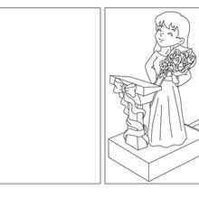 Happy Mum with flowers coloring card coloring page