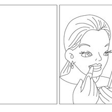 Mom with lipstick coloring card coloring page