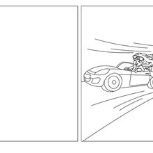 Mommy driving a car coloring card coloring page
