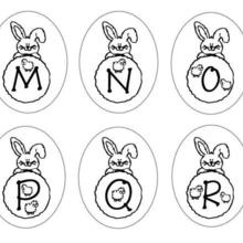 Bunny Letters of Alphabet : M N O P Q R coloring page
