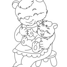 Mama Bear and her cub coloring page