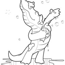 Crocodile in the shower coloring page