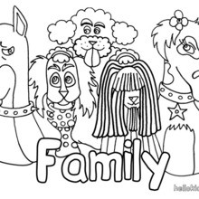 Dog's family coloring page