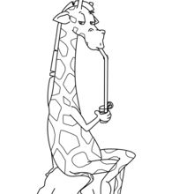 Giraffe Drinking a Refreshment coloring page