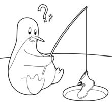 Penguin Fishing coloring page
